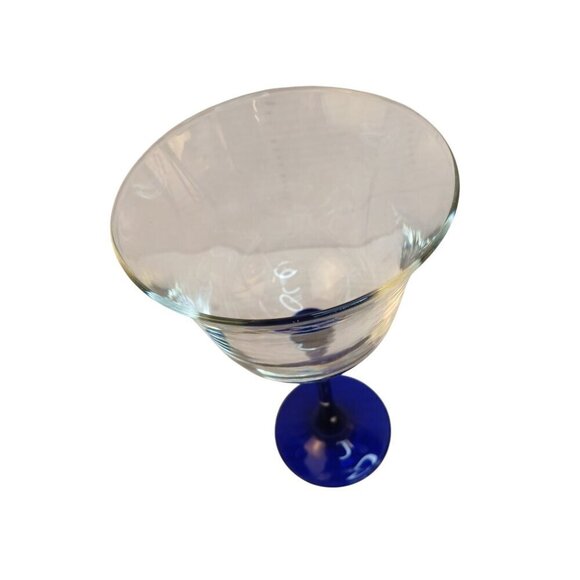 Luminarc Americana Blue 8.5oz Wine Glasses Cobalt Blue Stem Vintage Set of 2 - Picture 6 of 7